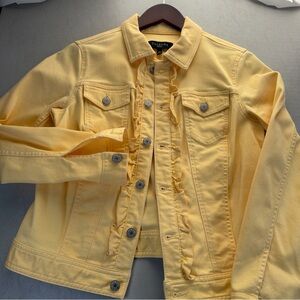 Talbots Butter Yellow Ruffle Denim Jacket Petite S Ps